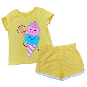 Garanimals 2 Piece Matching Outfit Shorts & Shirt Size 4T Yellow Ice Cream